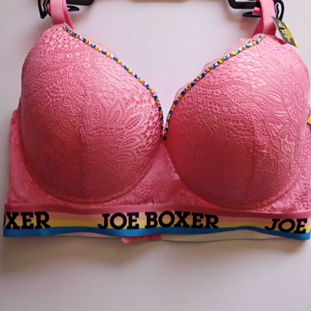 Joe Boxer Vibrant Pink Lace Bra